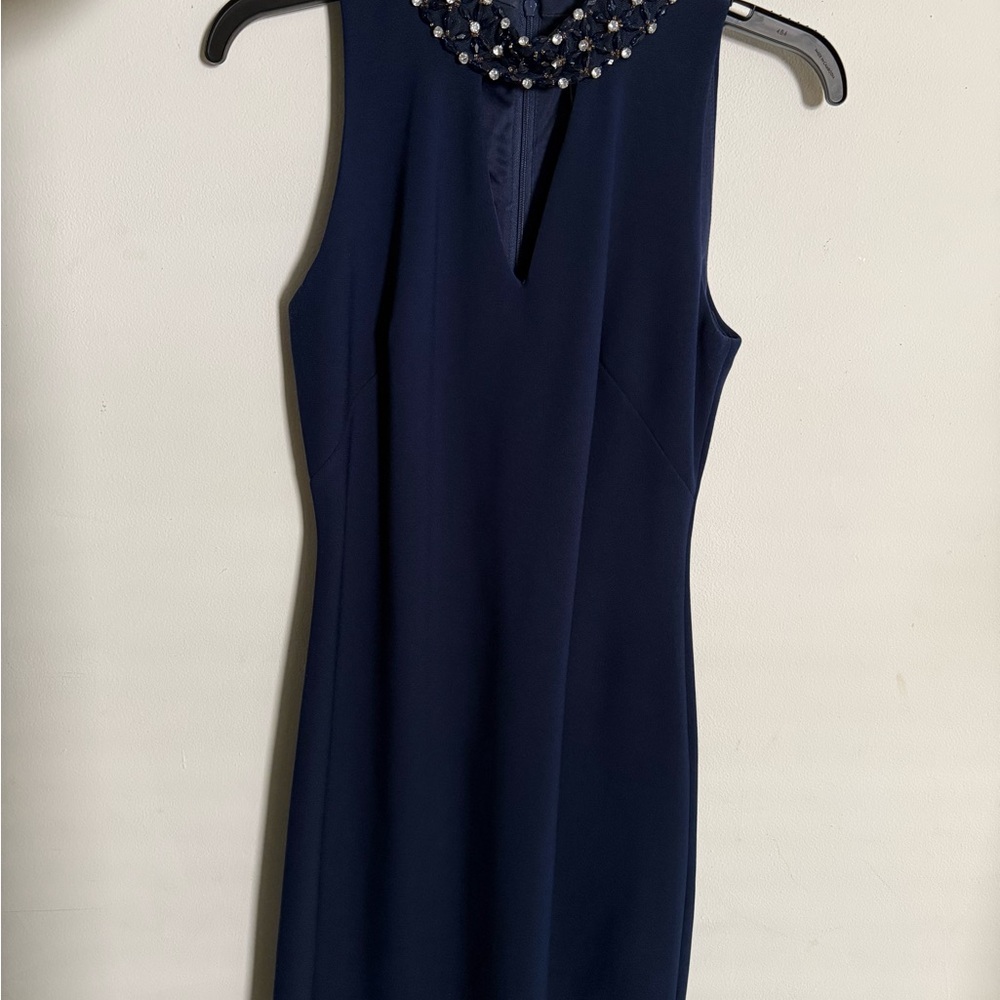 Elegant Navy Blue Sleeveless Dress